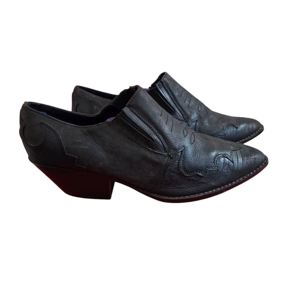 Click Vintage 90s Leather Westetn Ankle Boots Booties Size 10 10m